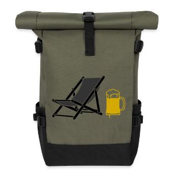 Beach Chair Beer Colored Vector - Roll Top Backpack - olive/black - Front