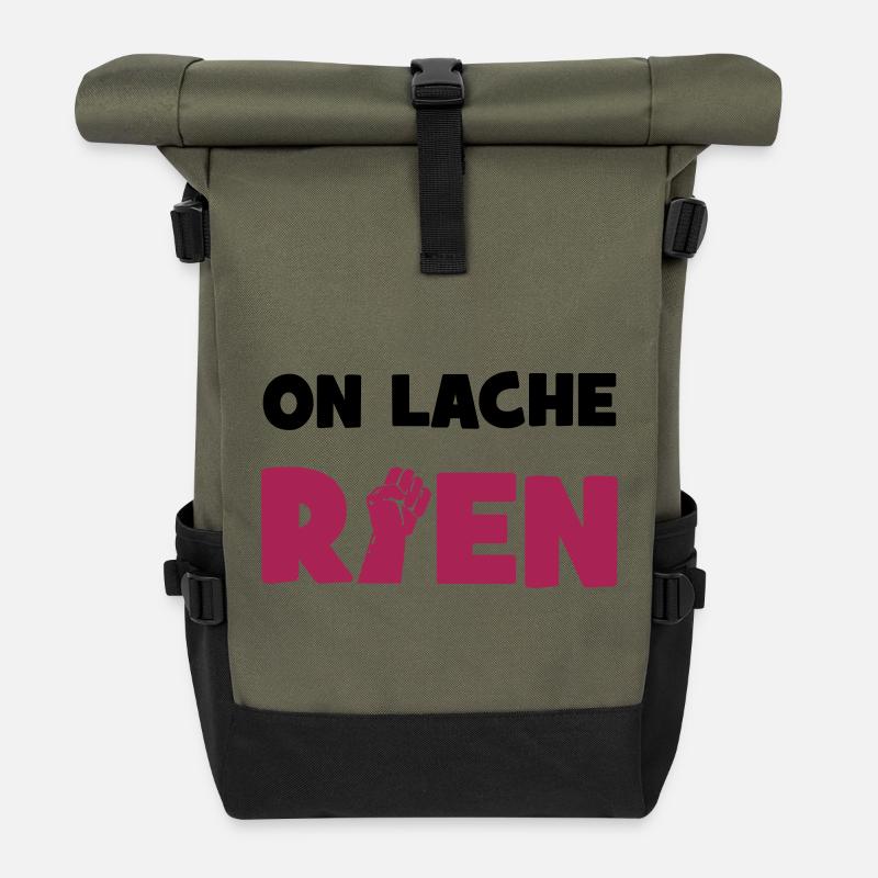 On lâche rien ! - Sac à dos roll top - olive/noir