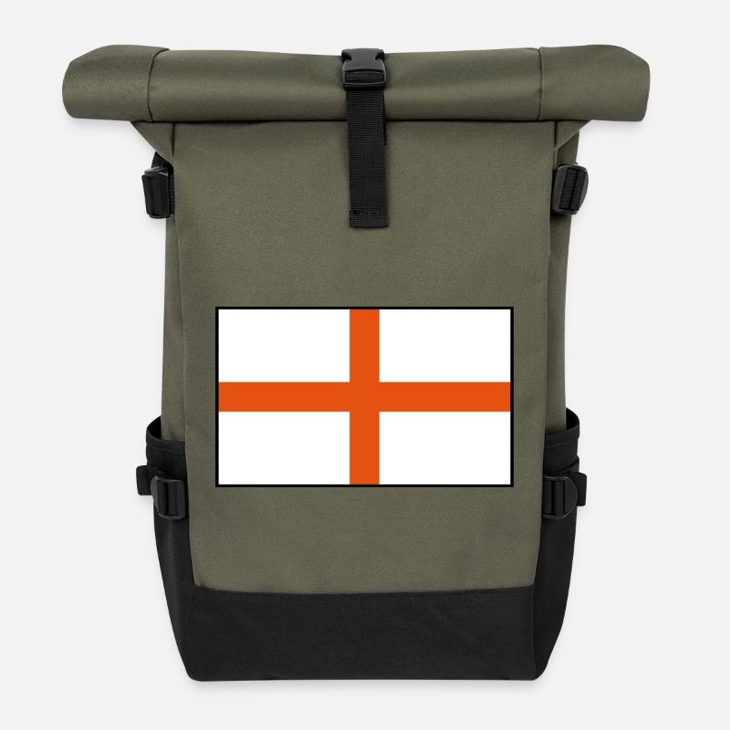 England Flagge 2 - Rolltop Rucksack - Olive/Schwarz