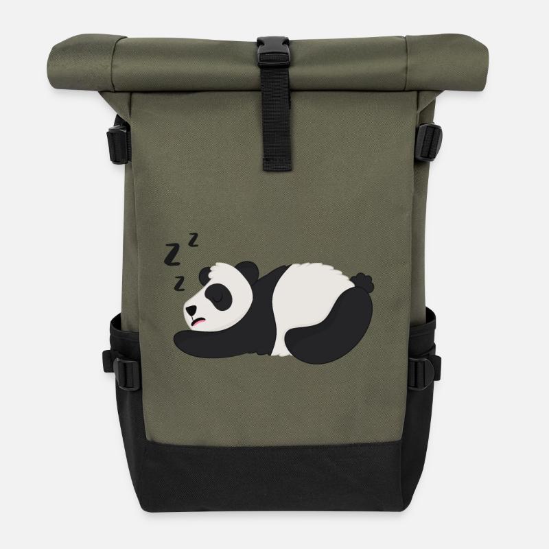 Panda Pandabär - Rolltop Rucksack - Olive/Schwarz