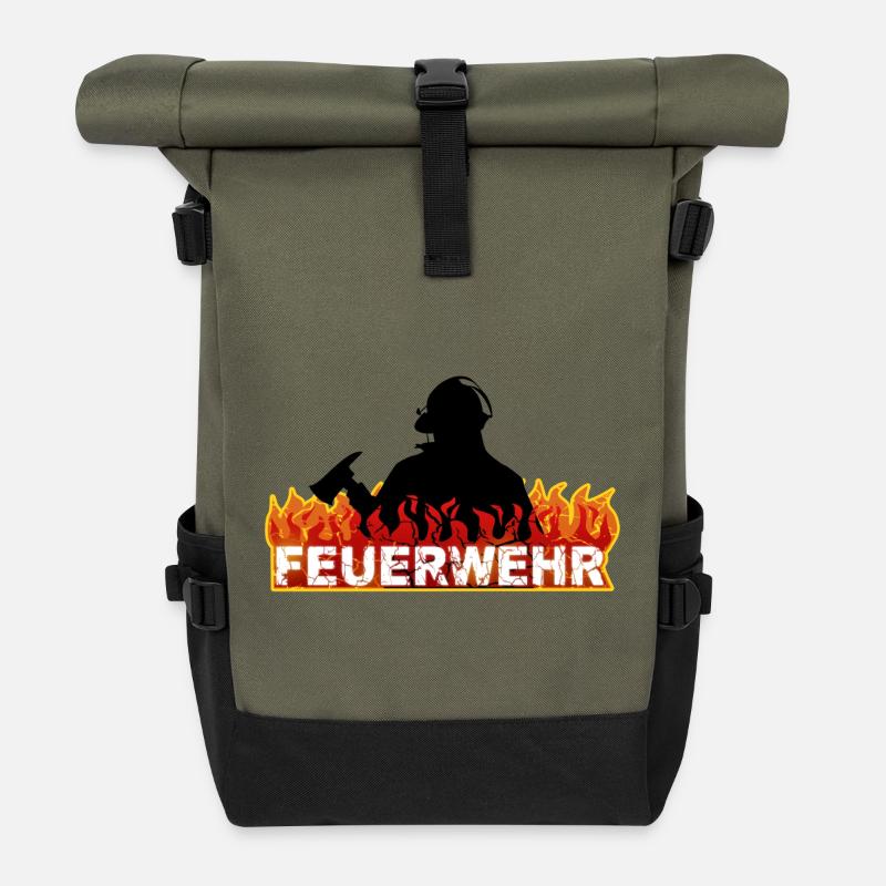 Feuerwehr - Rolltop Rucksack - Olive/Schwarz