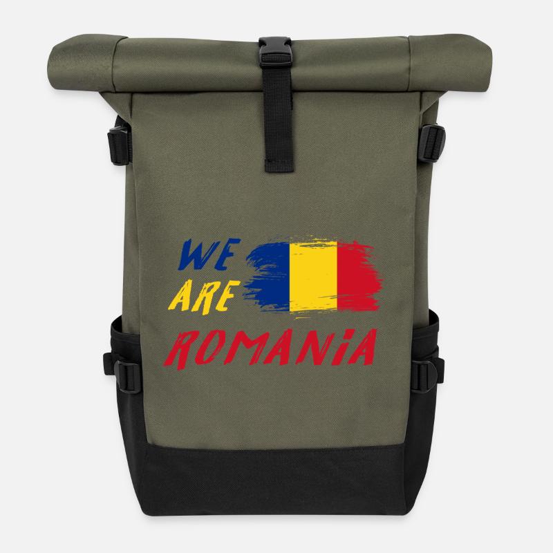 Wir sind Rumänien - Rolltop Rucksack - Olive/Schwarz