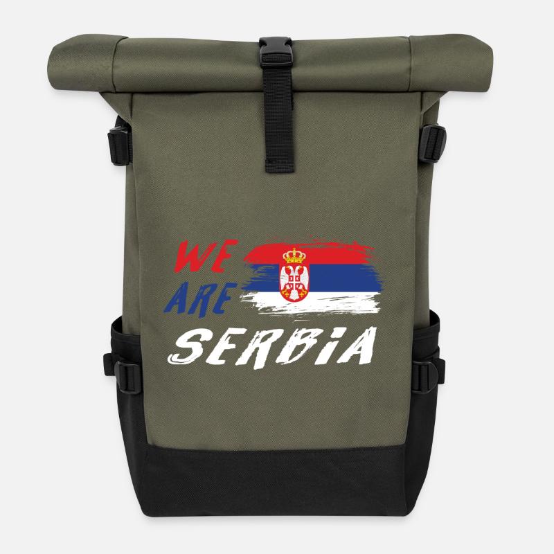 We are Serbia - Roll Top Backpack - olive/black