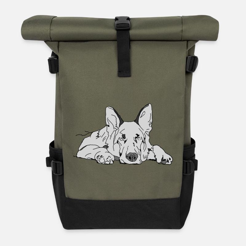 Chien de berger - Sac à dos roll top - olive/noir