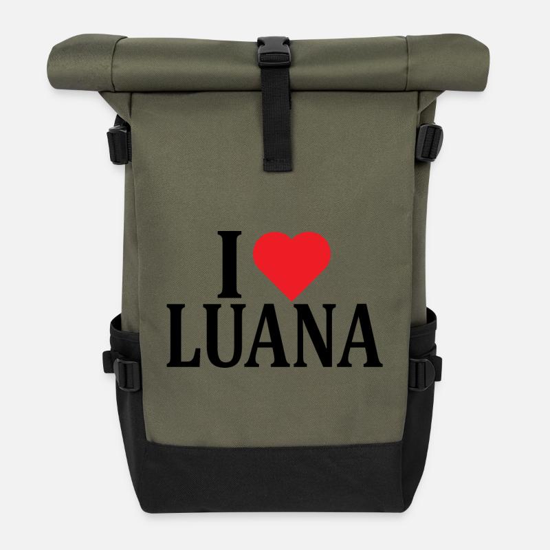name t-shirt I love Luana t-shirt gift idea - Roll Top Backpack - olive/black