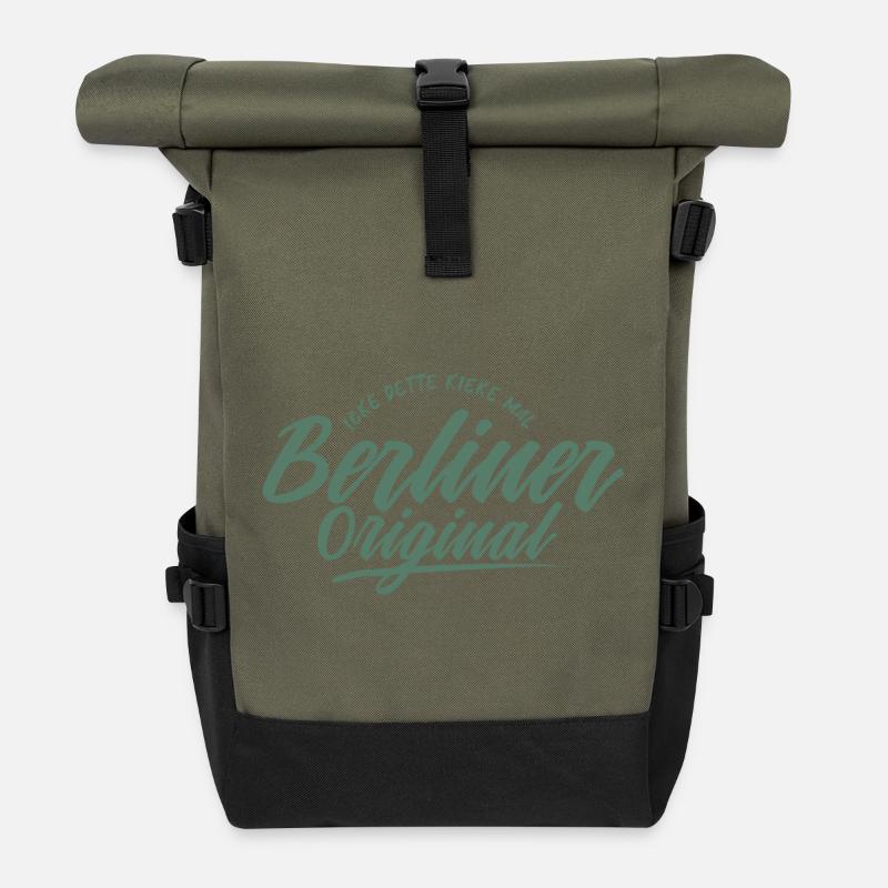Berlin Original Schriftzug - Rolltop Rucksack - Olive/Schwarz