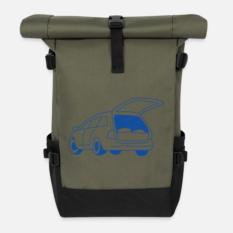 Camping in the car - Roll Top Backpack - olive/black