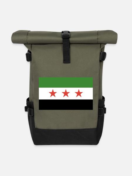 Syrische Flagge - Rolltop Rucksack - Olive/Schwarz