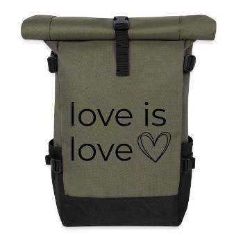 Love is Love - Design mit Herz - Rolltop Rucksack - Olive/Schwarz - Vorne