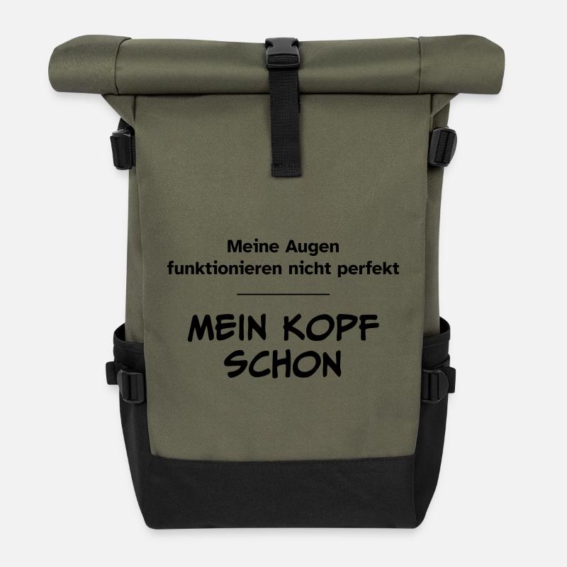 Augen funktionieren nicht perfekt. Kopf schon. - Rolltop Rucksack - Olive/Schwarz