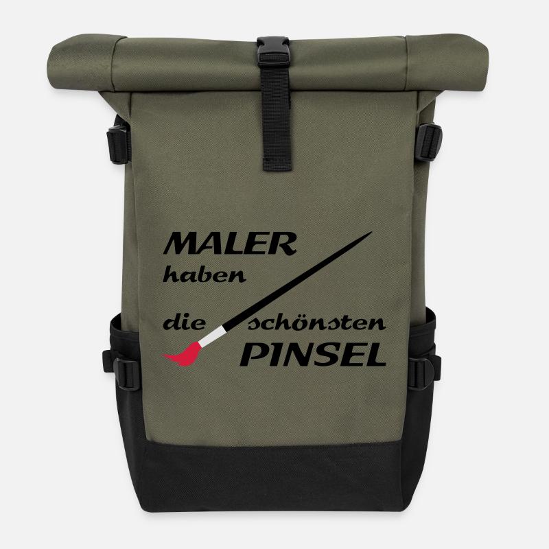maler handwerker - Rolltop Rucksack - Olive/Schwarz