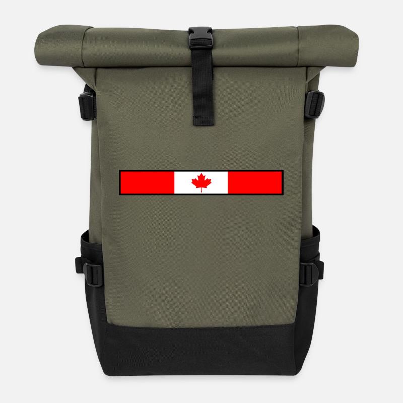 Canada Flagge - Rolltop Rucksack - Olive/Schwarz