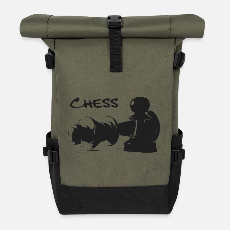 Schach - Bauer und König - Rolltop Rucksack - Olive/Schwarz