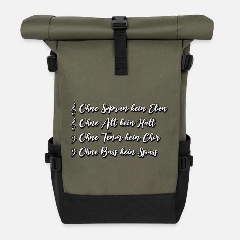 SATB Chor Spruch - Rolltop Rucksack - Olive/Schwarz