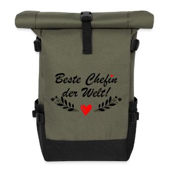 Beste Chefin der Welt - Rolltop Rucksack - Olive/Schwarz - Vorne