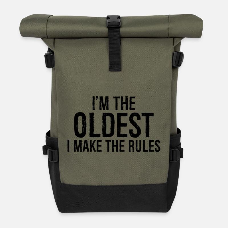 I'm the oldest I make the rules - Rolltop Rucksack - Olive/Schwarz