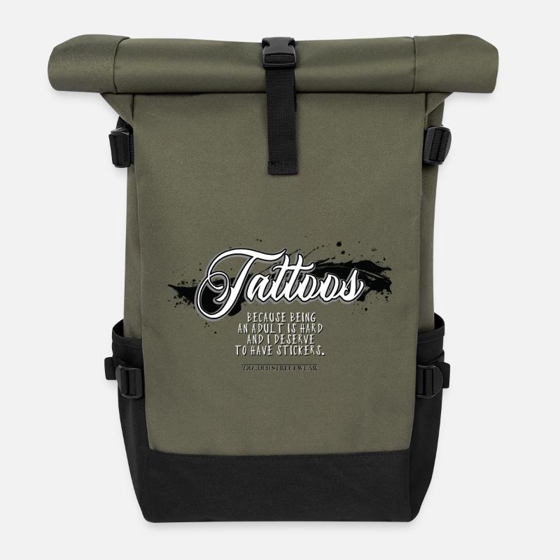 Tattoos - Rolltop Rucksack - Olive/Schwarz