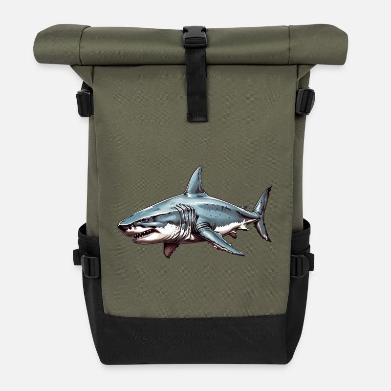 Marée de requin - Sac à dos roll top - olive/noir