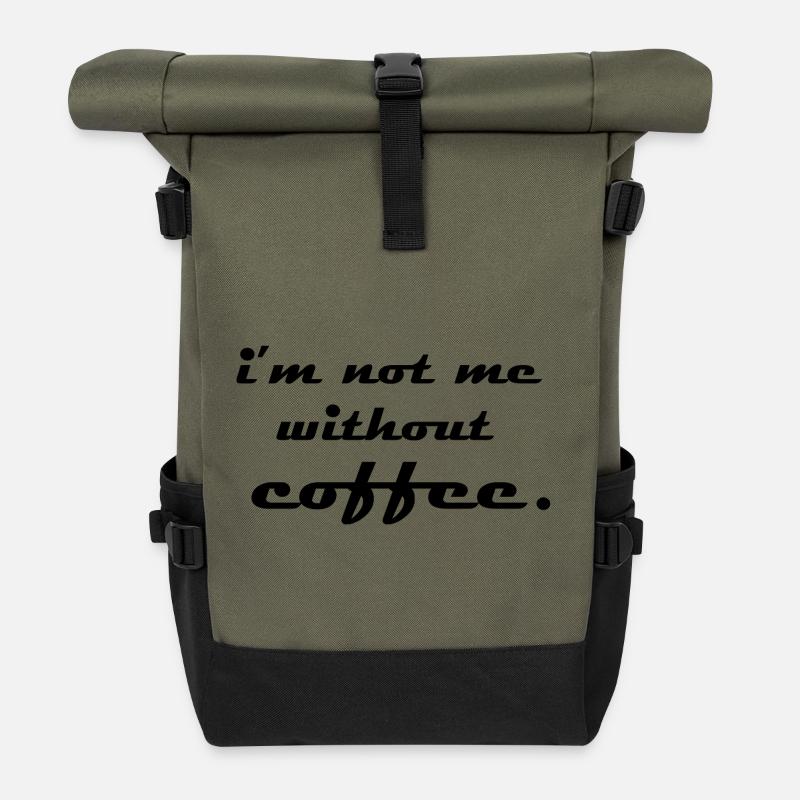 Ohne Kaffee bin ich nicht ich - Rolltop Rucksack - Olive/Schwarz