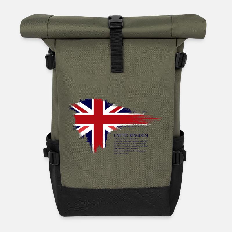 Brushstroke Union Jack Flag - Roll Top Backpack - olive/black