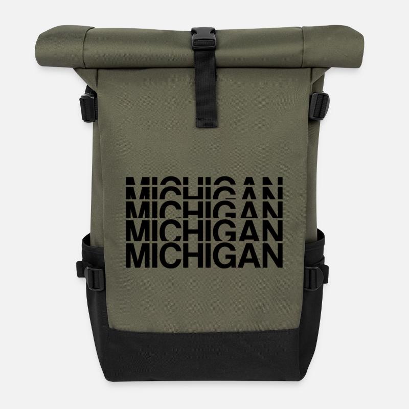 Michigan Line Sequence - Roll Top Backpack - olive/black