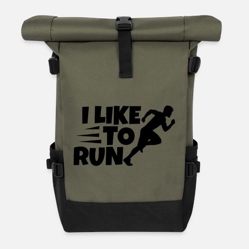 Ich laufe gerne - Rolltop Rucksack - Olive/Schwarz