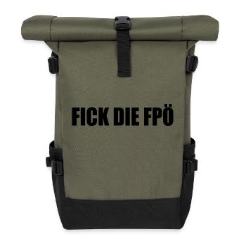 Fick die fpö - Rolltop Rucksack - Olive/Schwarz - Vorne