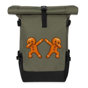  Lebkuchenmann Dabbing 2 - Rolltop Rucksack - Olive/Schwarz - Vorne