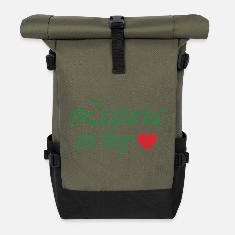 Liguria in my heart - Roll Top Backpack - olive/black