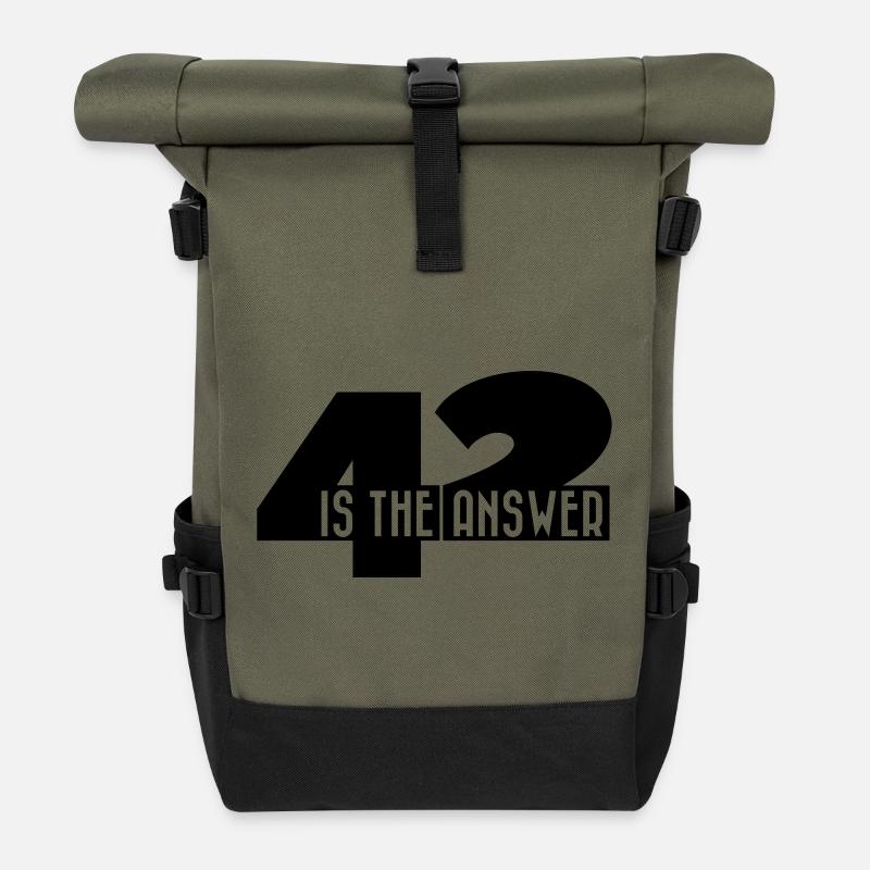 42 Is The Answer Sci Fi Spruch - Rolltop Rucksack - Olive/Schwarz