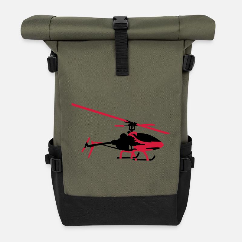 Hubschrauber - Rolltop Rucksack - Olive/Schwarz