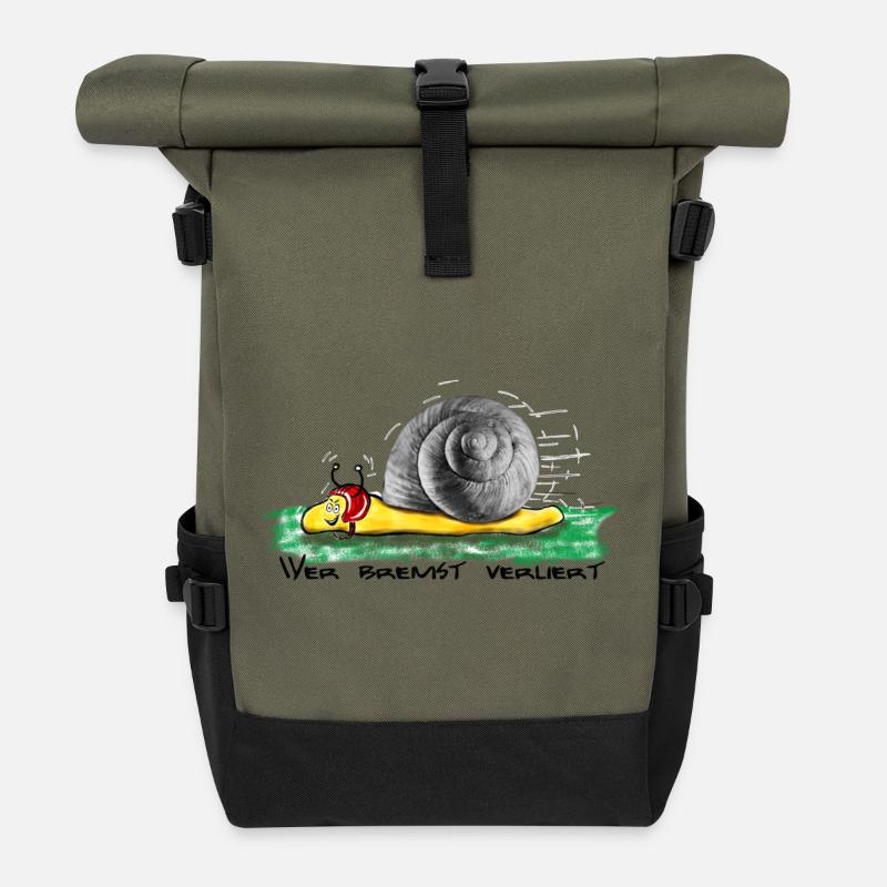 Wer bremst verliert - Rolltop Rucksack - Olive/Schwarz