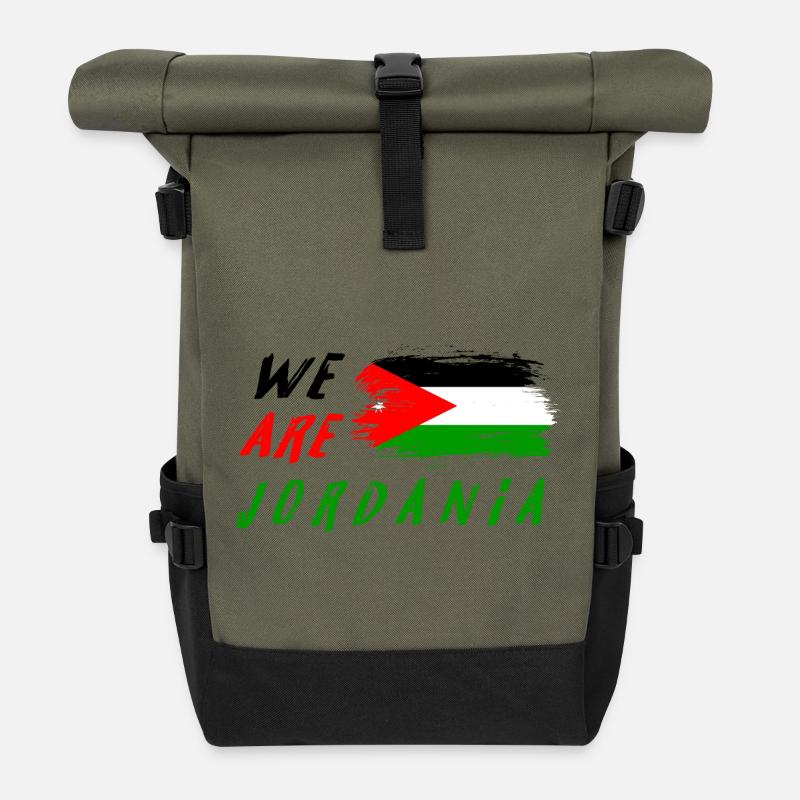 Wir sind Jordanien - Rolltop Rucksack - Olive/Schwarz