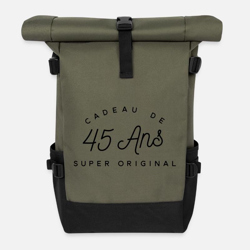 Cadeau 45 ans  - Sac à dos roll top - olive/noir
