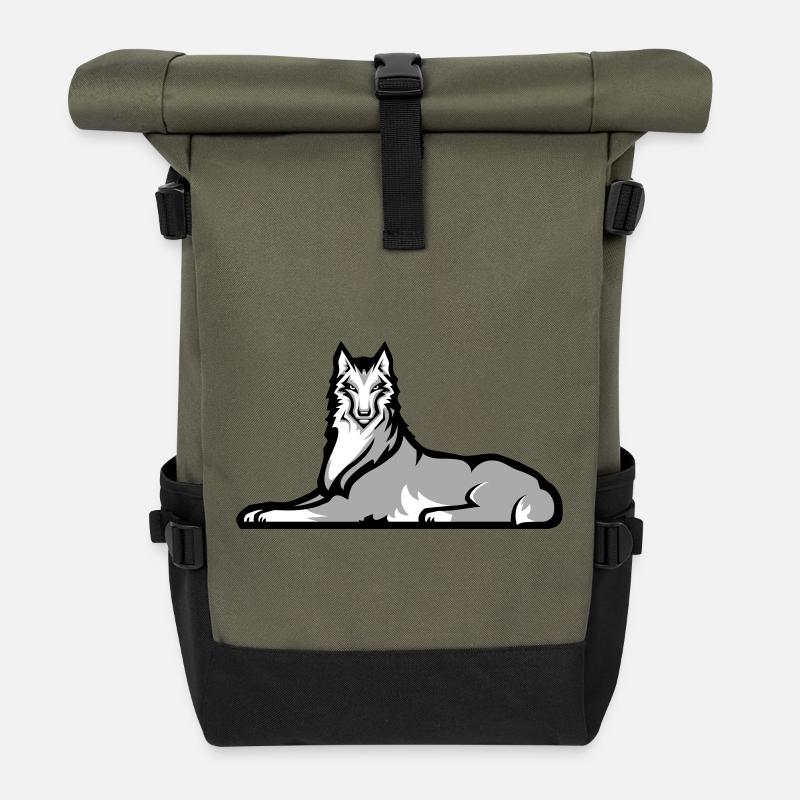 Loup solitaire tchétchène - Sac à dos roll top - olive/noir