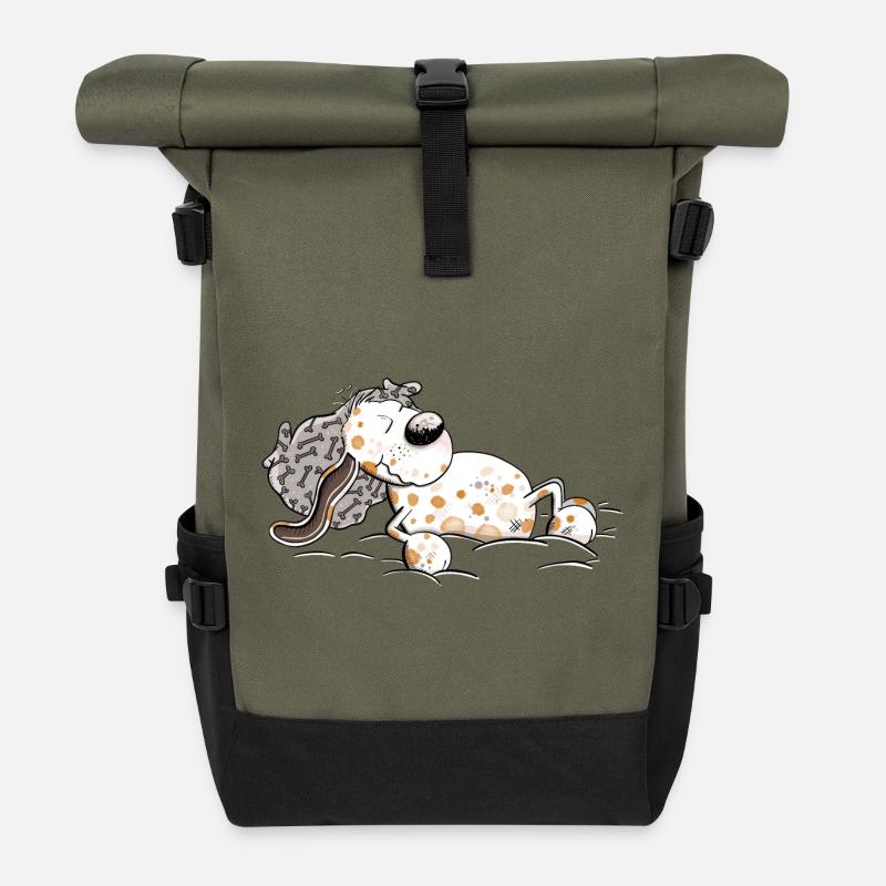 Schlafender Hund Müde Traum - Rolltop Rucksack - Olive/Schwarz