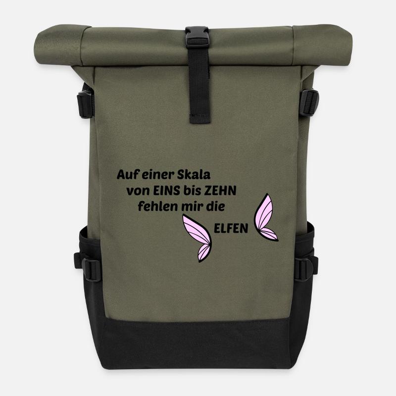 Lutins - Sac à dos roll top - olive/noir