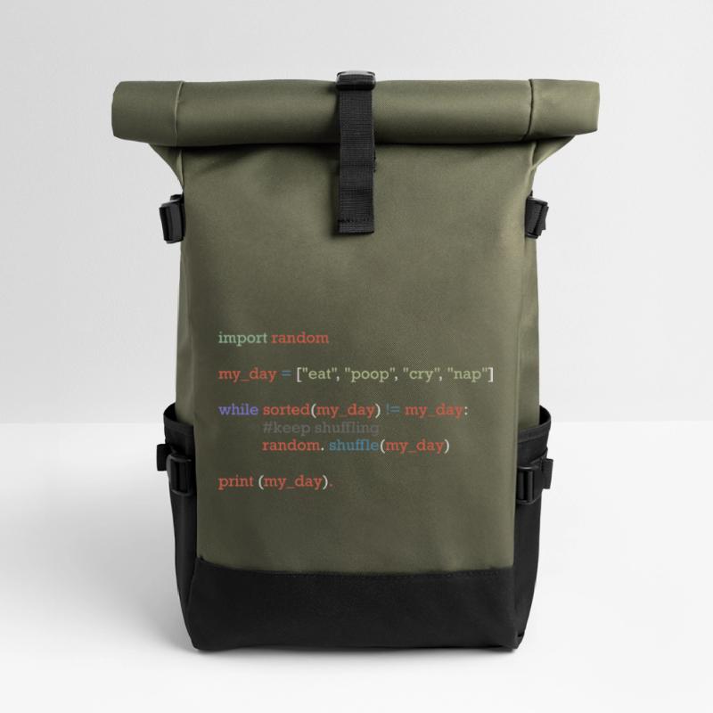 Drôle de code python sur la vie quotidienne, bébé Sac à dos roll top