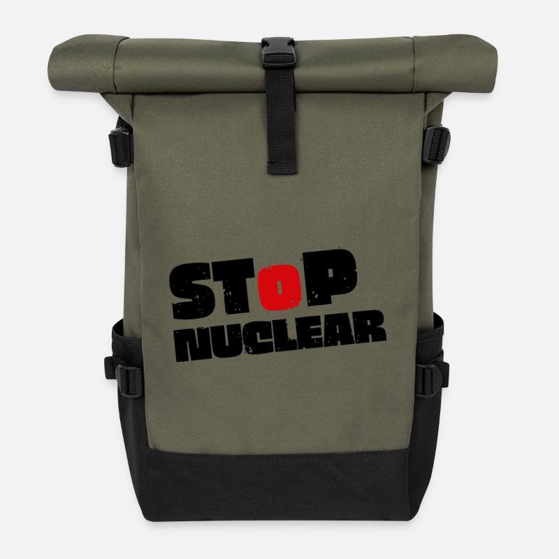 No nuclear power - Roll Top Backpack - olive/black
