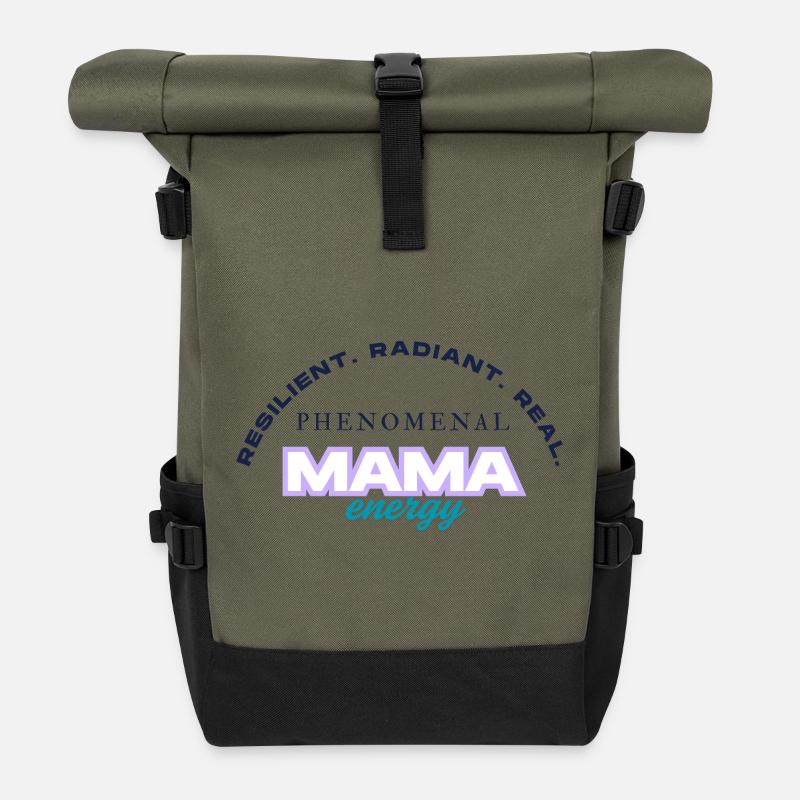 Phänomenale Mama-Energie - Rolltop Rucksack - Olive/Schwarz
