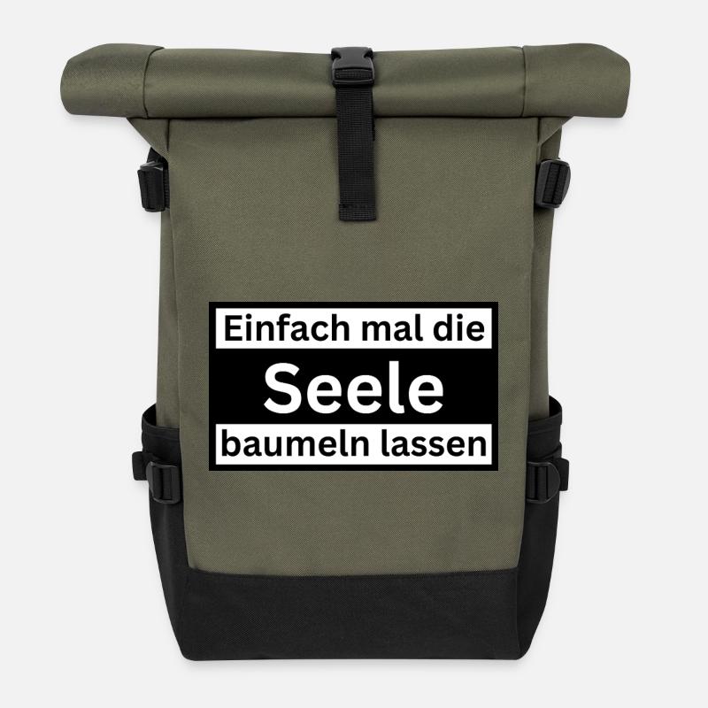 Einfach_mal_die_Selle_baumeln - Rolltop Rucksack - Olive/Schwarz