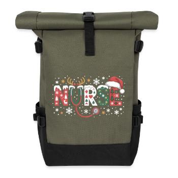 Logo du stéthoscope de l’infirmière Christmas - Sac à dos roll top - olive/noir - Devant