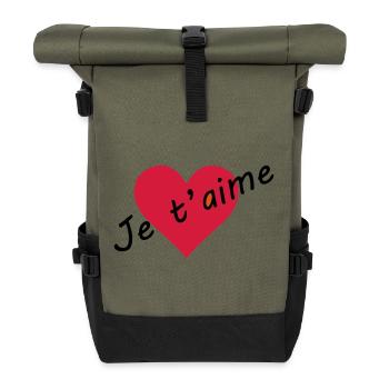 Ich liebe dich - Rolltop Rucksack - Olive/Schwarz - Vorne