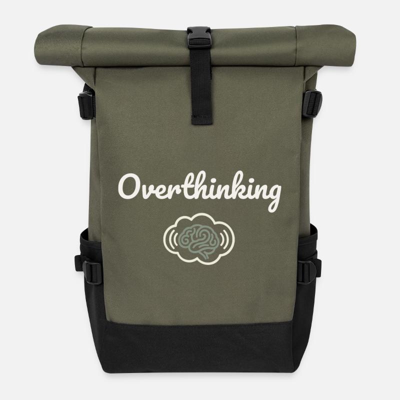 Overthinking Gehirnwolke - Rolltop Rucksack - Olive/Schwarz