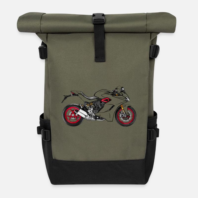 Motorrad - Rolltop Rucksack - Olive/Schwarz