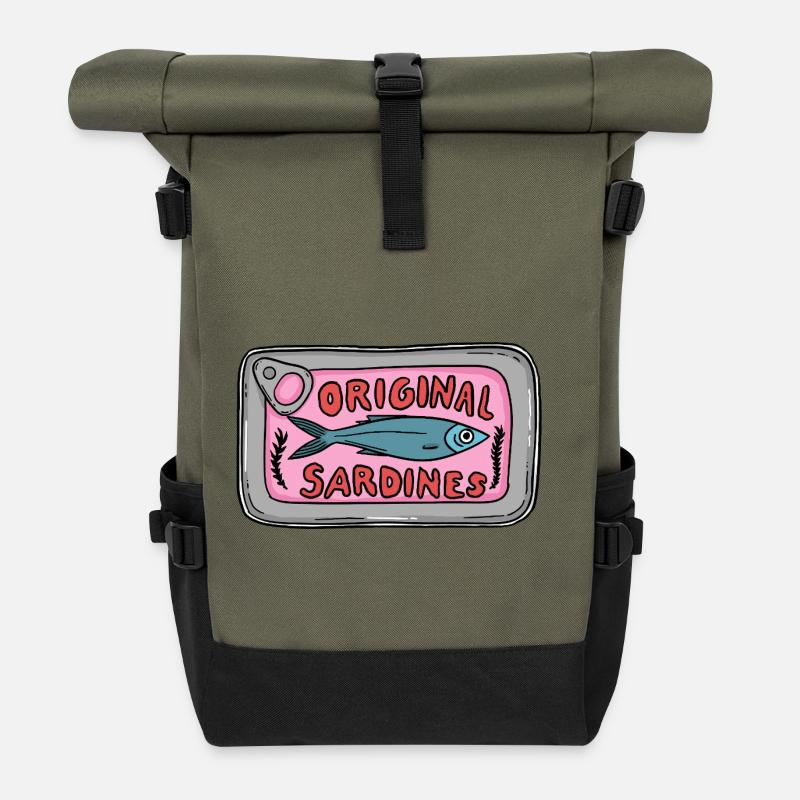 Original Sardines Can Pop Art Design - Roll Top Backpack - olive/black