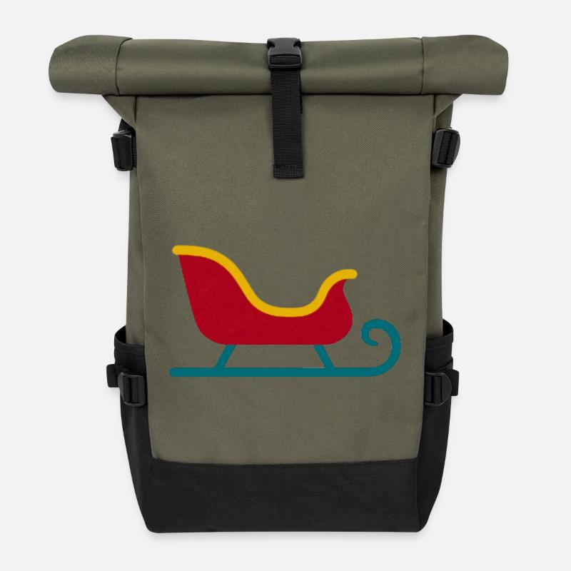 Retro Schlitten Silhouette - Rolltop Rucksack - Olive/Schwarz
