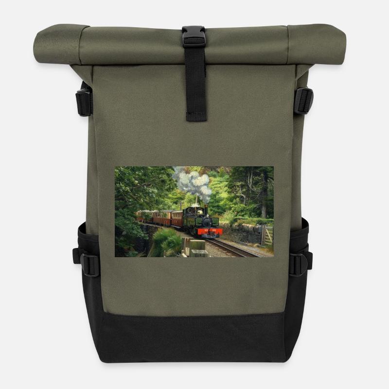 Ffestiniog Idyll - Rolltop Rucksack - Olive/Schwarz