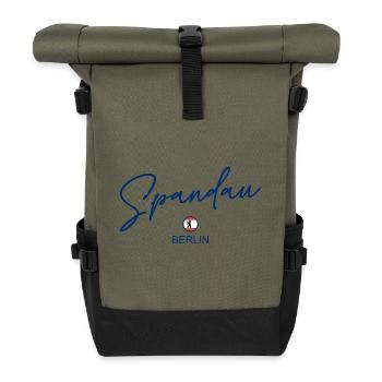 Spandau - Berlin Flagge - Berliner Bär Berlinerin - Rolltop Rucksack - Olive/Schwarz - Vorne