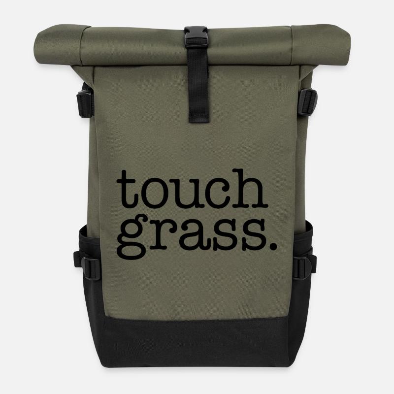 Touch grass - Rolltop Rucksack - Olive/Schwarz